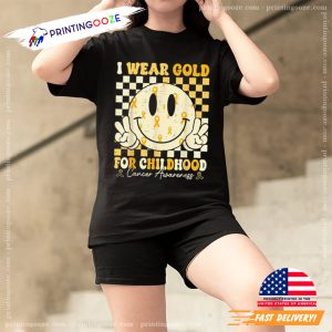 Retro I Wear Gold For Childhood Cancer Awareness T shirt