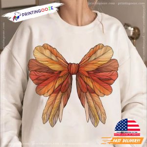 Retro Turkey Thanksgiving Bow T shirt 1