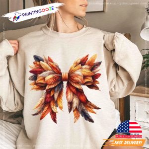 Retro Turkey Thanksgiving Coquette Bow T shirt 2