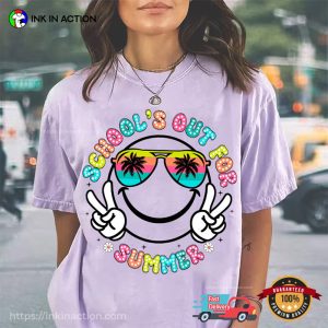 School's Out For Summer Smiley Face Retro Vacation Comfort Colors T shirt 4