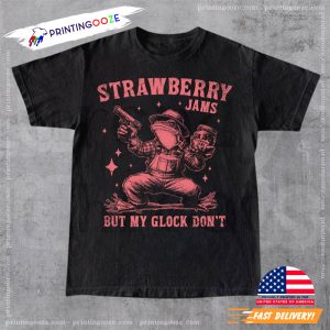 Strawberry Jams But My Glock Don't Vintage 90s Cowboy Frog Shirt