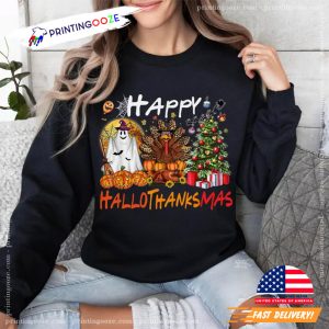 Vintage Happy Hallothanksmas Holiday Season Shirt