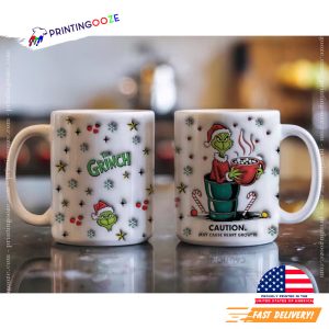 3D The Grinch Caution Christmas Cooffee Mug 1