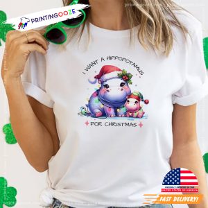 A Hippopotamus For Christmas, Xmas Gift Tee 2