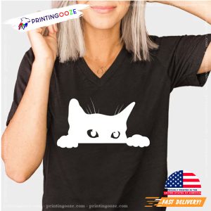 Black Cat Peaking Cat Lover Shirt 2