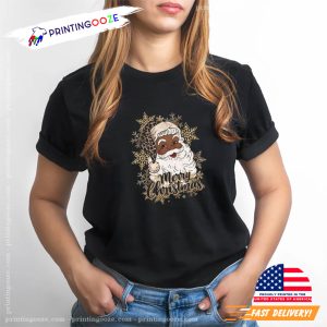 Black Santa African American Christmas T shirt