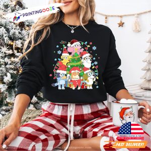 Bluey Dog Family Christmas Cartoon Tee