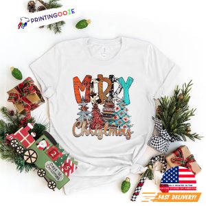 Brocade Xmas Trees Merry Christmas Shirt 3