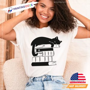 Cat Book Sleeping T shirt