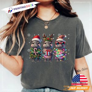 Christmas Moo Deng, Hippo Lover Xmas Party Comfort Colors Shirt 4