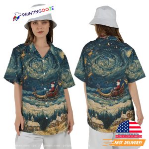 Christmas Night Retro Xmas Art Hawaiian T shirt 2