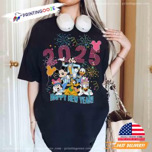 Cute Mickey and Friends Happy New Year Fireworks 2025 Comfort Color Tee