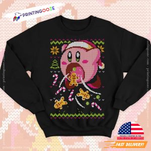 Cute Pink Hungry Kirby ugly christmas shirt 1