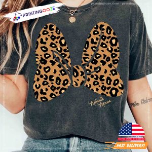 Disney Minnie Mouse Leopard Print Bow T Shirt 1