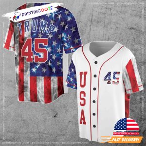 Donald Trump 45 Smoke American Flag Baseball Jersey