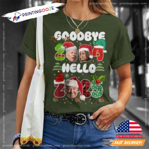 Goodbye 2024 Hello 2025 Christmas & New Year's Eve T Shirt 1