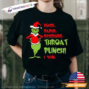 Grinch Rock Paper Scissors Throat Punch I Win Funny T shirt 3