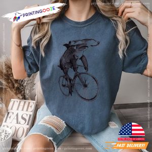 Hammerhead Shark Riding A Bicycle Comfort Colors T shirt