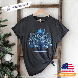 Hanukkah Christmas Frozen Tree Comfort Colors T shirt 2