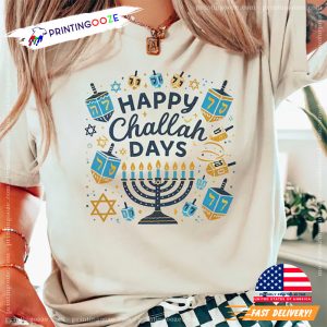 Happy Challah Days menorah candles Comfort Colors T shirt 3