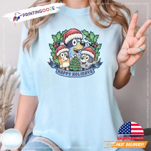 Happy Holidays Bluey Christmas Comfort Colors Tee