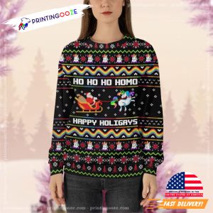 Happy Holigays Homo Happy Holigays Funny Ugly Christmas Sweater 2