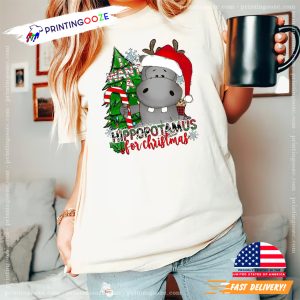 Hippopotamus For Christmas, Hippo Santa Comfort Colors T shirt 1