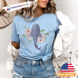 Huge Big Whale Shark Flower Comfort Colors T shirt 2