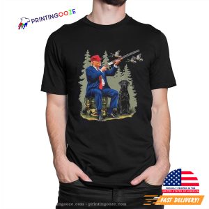 Hunters For Trump Funny Election 2024 Duck Shooting Tee