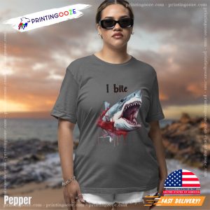 I Bite Bloody White Shark Attack T shirt 1