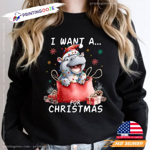 I Want a Hippopotamus for Christmas, Hippo Christmas T shirt 1