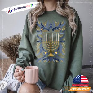 Jewish Holiday Hanukkah menorah candles T shirt 2