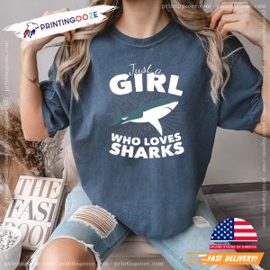 Just A Girl Who Loves Sharks Cute Comfort Colors shark shirt 2