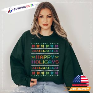 LGBT Holiday Happy Holigays Ugly Christmas T shirt 3