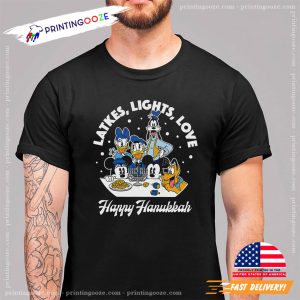 Latkes Lights Love happy hanukkah Disney Friends T shirt 1