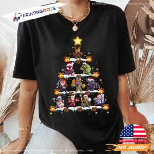 Marvel Avengers Christmas Tree Holiday T Shirt 2