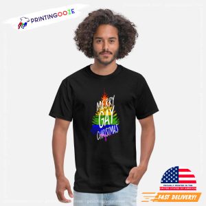 Merry Christmas LGBT Gay Pride Christmas Tree T-shirt 1