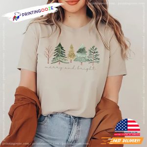 Merry and Bright Trees funny christmas shirts 2