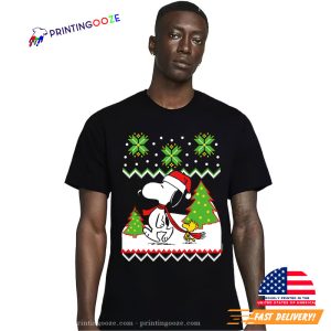 Peanuts Santa Snow Snoopy and Woodstock christmas t shirts