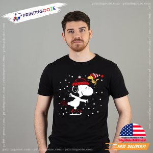 Peanuts Snoopy Woodstock Skate christmas T shirt