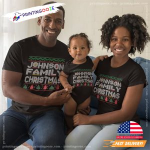 Personalized Black Family Christmas Ugly Xmas T shirt 2