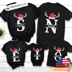 Personalized Christmas Santa Claus Hat Matching Family Tee