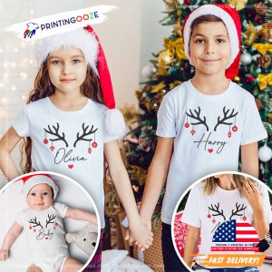 Personalized Reindeer Family Christmas T Shirts 2