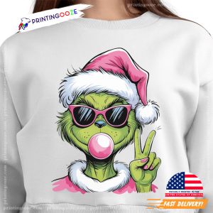 Pink Grinch Santa Coffee Christmas T shirt 1