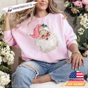 Retro Pink Santa Christmas Sweatshirt 2