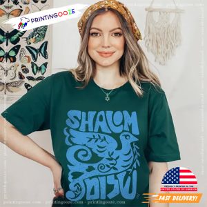 Retro Shalom Peace Dove Jewish Comfort Colors T shirt 3