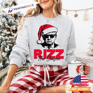 Rizz The Season Funny Santa Trump Tee 3