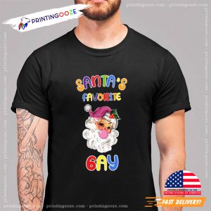 Santa's Favorite Gay Retro Santa Bubble Gum Christmas T shirt