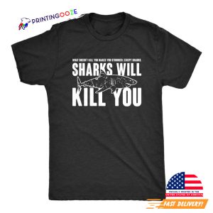 Scary Sharks Will Kill You Summer Comfort Colors Shirt 2