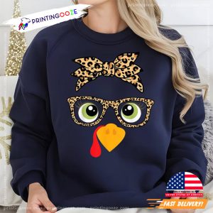 Thanksgiving Lady Turkey Face T shirt 2